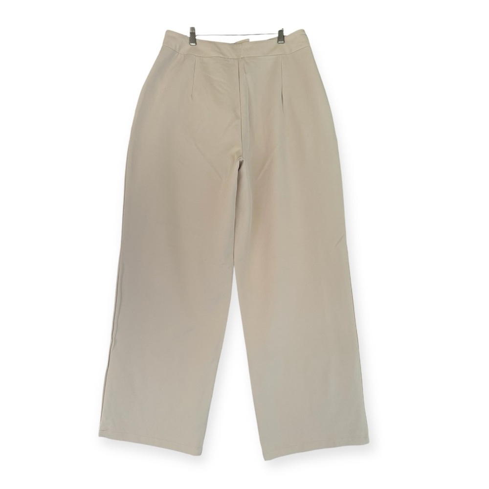 Cream Pleated Wide Leg Trouser Pant - Picture 2 of 2